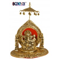 OkaeYa Gold Finish Ganesh With Chattar God Idol